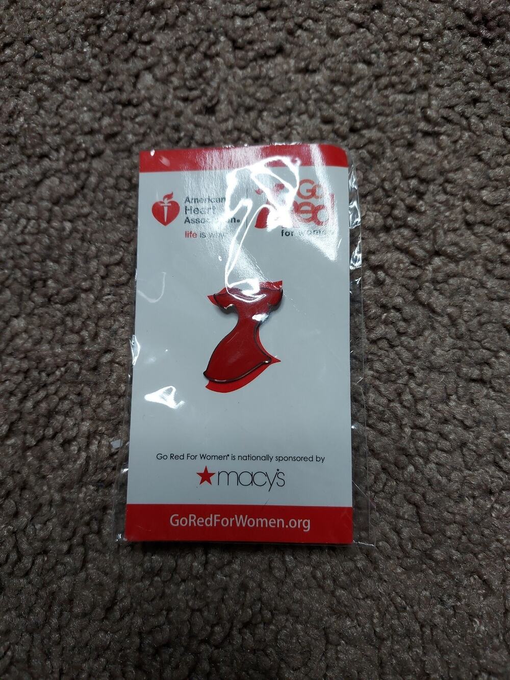 American Heart Association Red Dress Pin Go Red for Women Macy's New